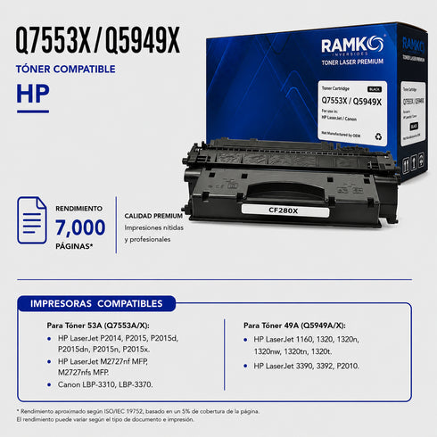 TONER COMPATIBLE RAMKO Q7553X/Q5949X