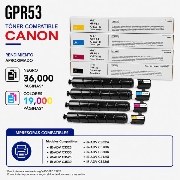 Toner Compatible para Canon Gpr53/G-67/C-EXV-49