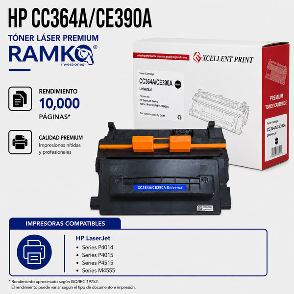 TONER COMPATIBLE RAMKO PARA CC364A/64X Y CE390A/90X