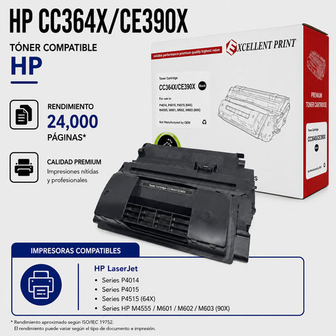 TONER COMPATIBLE RAMKO PARA CC364A/64X Y CE390A/90X