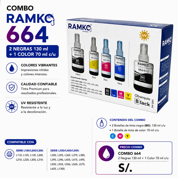 PACK TINTA COMPATIBLE PARA 664 x 5 und