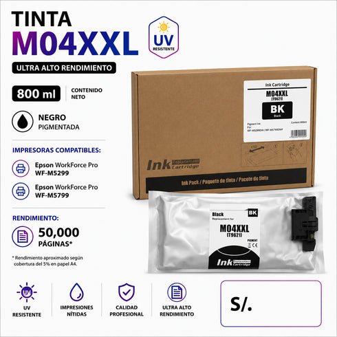 Bolsas de Tinta exprint compatible con M04XXL de 800ml