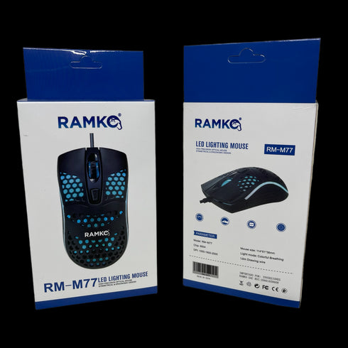 Mouse Óptico Ramko Rm-M77 Luz LED Negro
