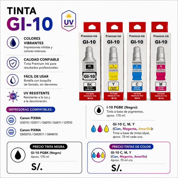 Tinta Exprint para CANON GI10 premium