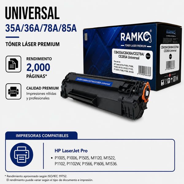 TONER COMPATIBLE RAMKO CB435A/36A/85A/78A