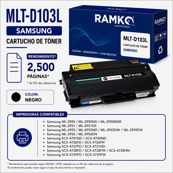 TONER RAMKO COMPATIBLE CON MLT-D103L