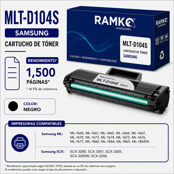 TONER RAMKO COMPATIBLE CON MLT-D104