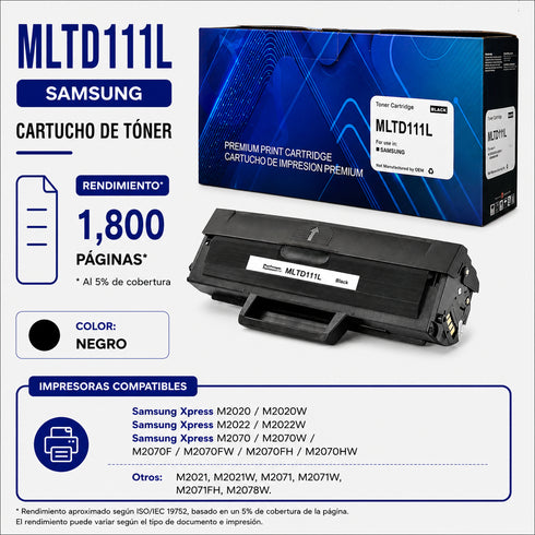 TONER RAMKO COMPATIBLE CON MLT-D111L