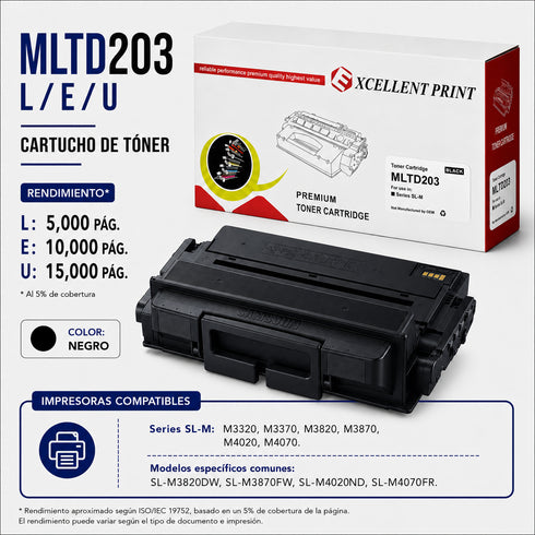 TONER RAMKO COMPATIBLE CON SAMSUNG MLT-D203L/ E/ U
