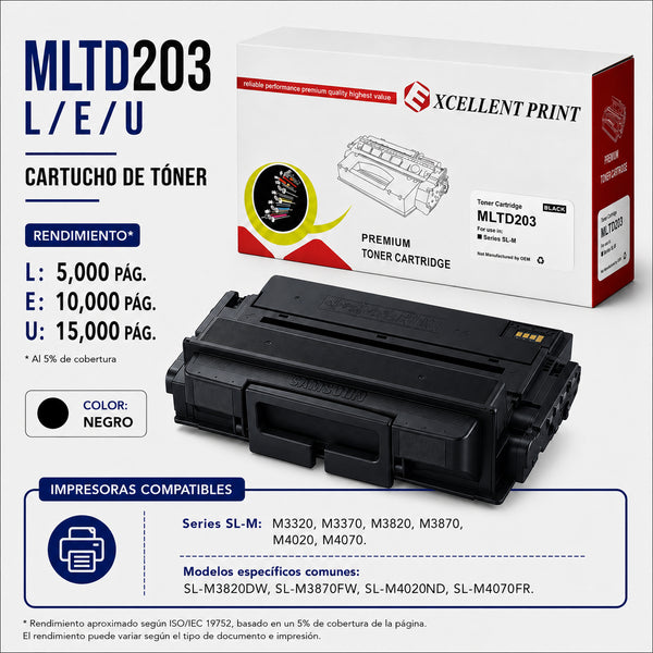 TONER RAMKO COMPATIBLE CON SAMSUNG MLT-D203L/ E/ U