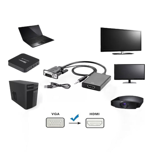 Convertidor Vga A Hdmi con cable Audio/Video HD