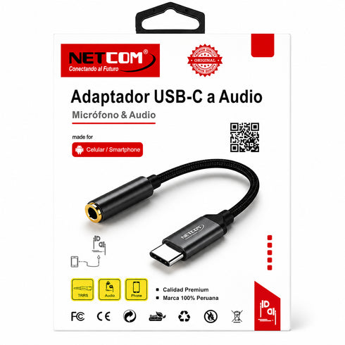 Adaptador USB Tipo-C a Audio 3.5 mm NETCOM