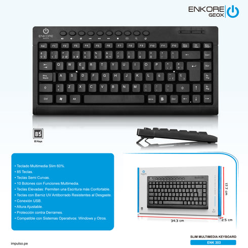 teclado multimedia GEOX SLIM UNK303 USB