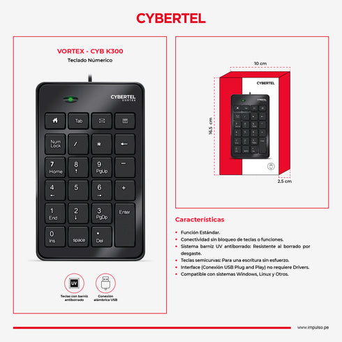 Teclado numerico usb CYBERTEL VORTEX CYB K300