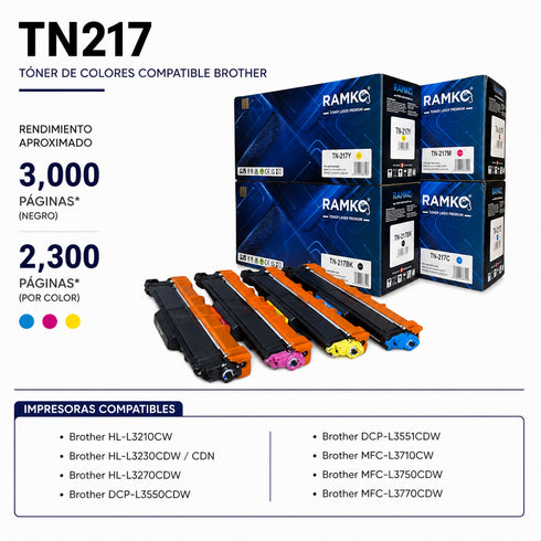 TONER COMPATIBLE CON BROTHER TN217 COLOR