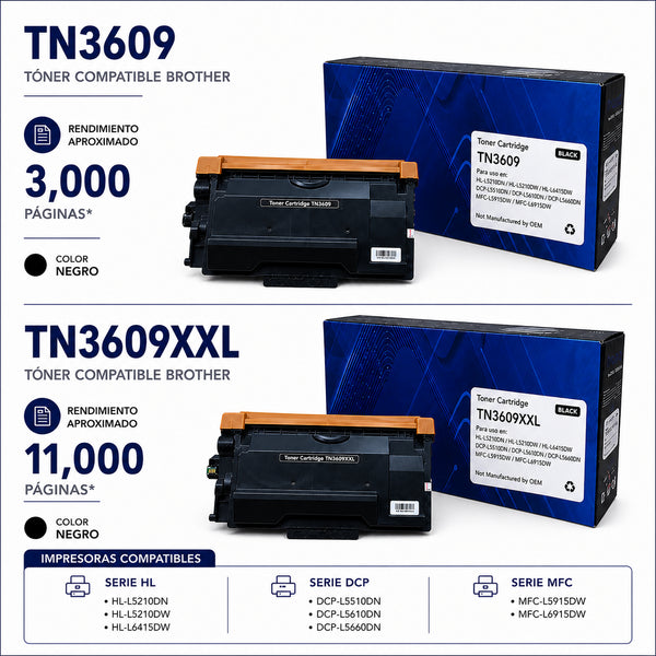 TONER COMPATIBLE CON BROTHER TN3609/3609XXL