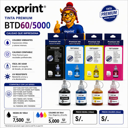 TINTAS COMPATIBLES PARA BROTHER BTD5001/60