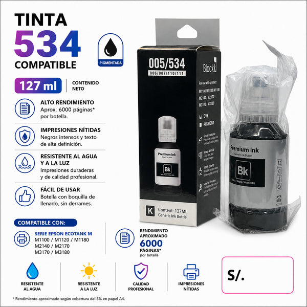 TINTA COMPATIBLE CON EPSON 534