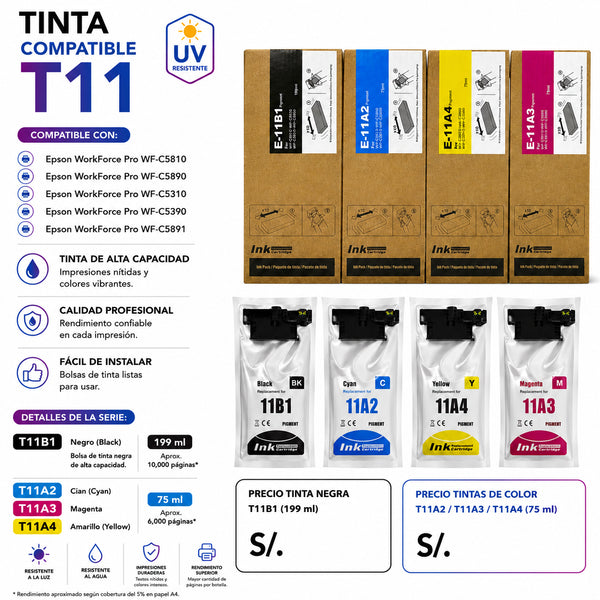 Tinta compatible Exprint para Epson T11 Pigmentada Premium para WorkForce pro